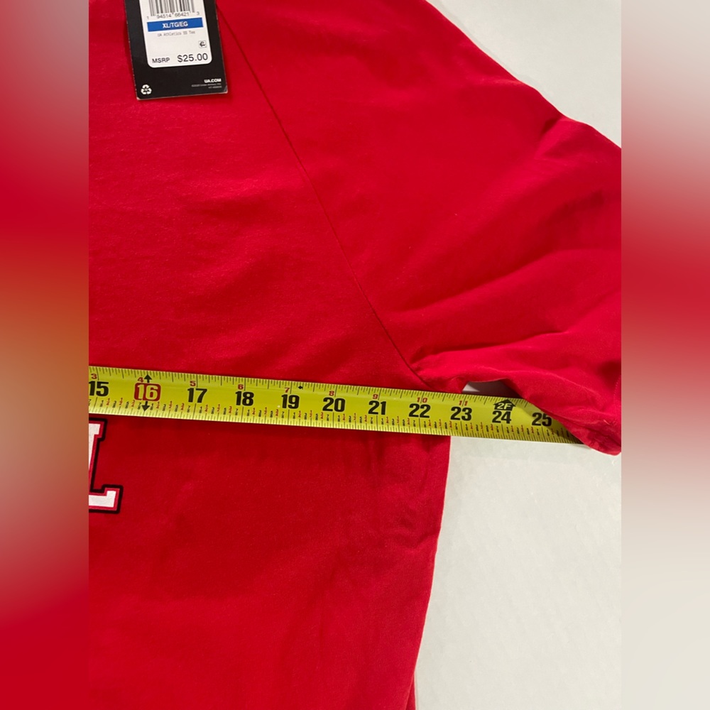 NWT Under Armour Loose Red Short Sleeve Shirt Men Baseball P/C Print Size XL - Picture 8 of 10
